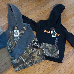 2 Realtree Kids' Gray and Black Camo Hoodies